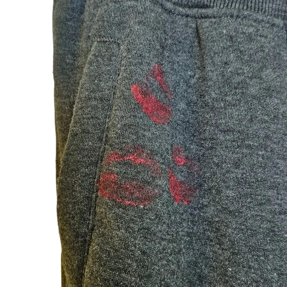 Dark Gray Sweatpants with Valentine Lipstick Kisses on Pocket